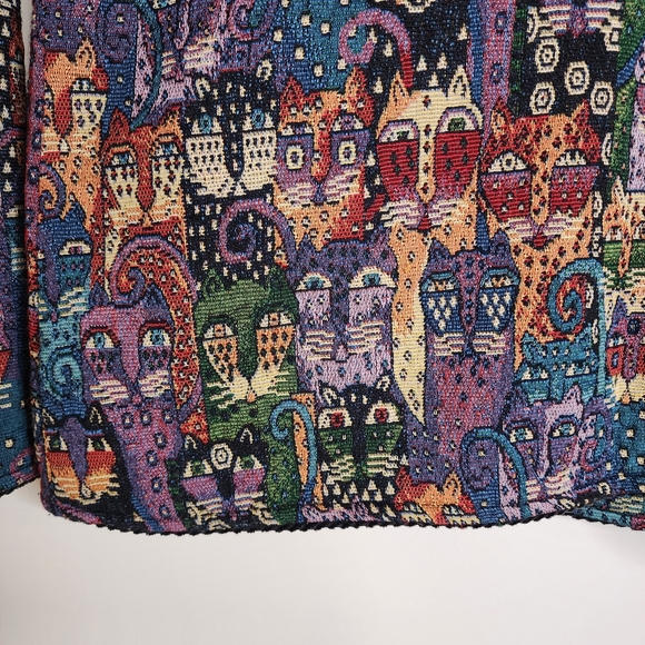 Parsley & Sage Colorful Cat Tapestry Blazer Jacket Large Grannycore Cottagecore - Picture 9 of 12